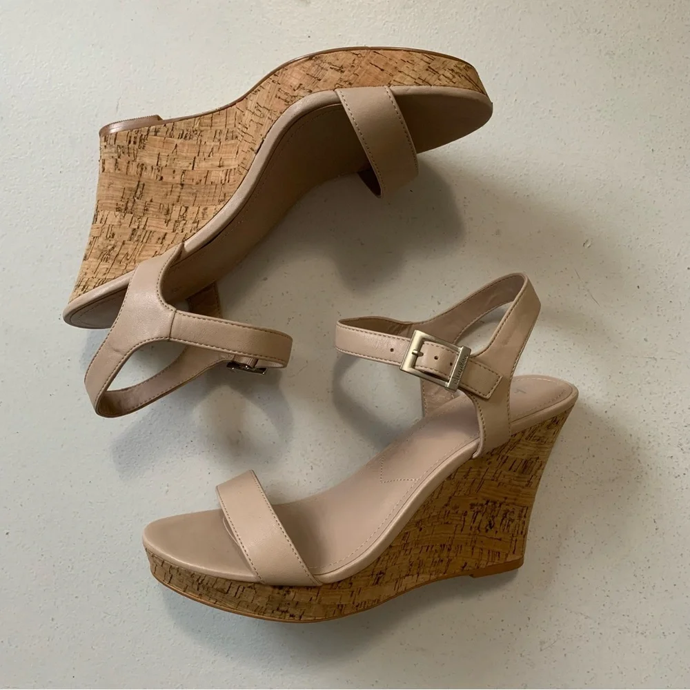 Charles by Charles David Beige Lindy Cork Wedge Platform Sandals Size 11